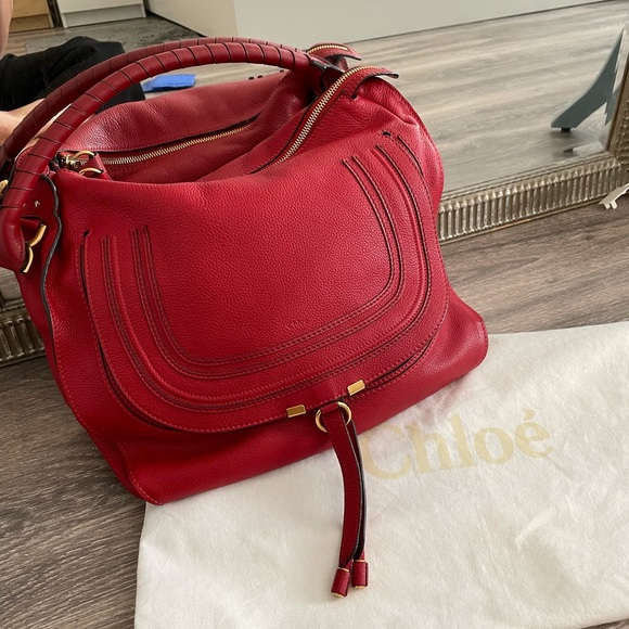 Chloe Large Marcie Hobo- Red - Picture 2 of 16